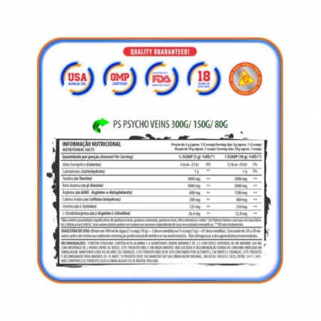 Pré-Treino Psycho Veins Sour Fruits Psycholabz 150g