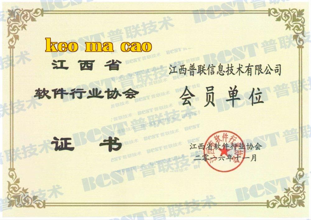 Chứng chỉ Hiệp hội Phần mềm tỉnh Giang Tây